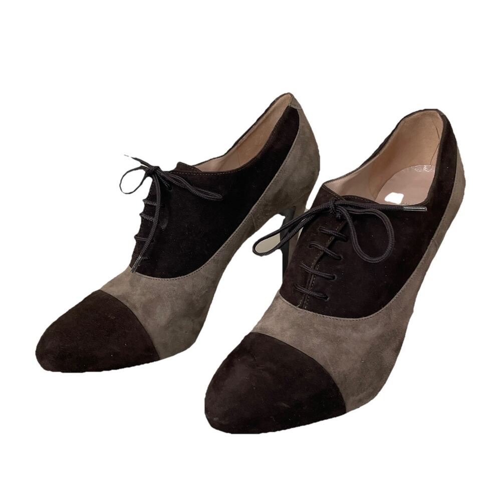 Barney’s New York Brown Suede Lace up Heeled Oxford Shoes Stilettos Sz 40 / Sz 9 - Picture 4 of 16